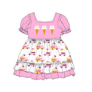 Vestido de Princesa para Niñas con Estampado de Lazo, Vestido de Verano Ecológico hasta la Rodilla con Volantes - Product Image 6