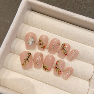 <span class=keywords><strong>Faux</strong></span> ongles carrés courts de haute qualité à couverture complète, mignons, pour l'été, en acrylique, à presser, pour enfants - Product Image 2