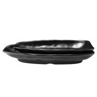 Ensemble d'assiettes en mélamine rectangulaires Swan de style japonais fini mat en pierre noire (11.5 "X 5.7" X 1.77 ")