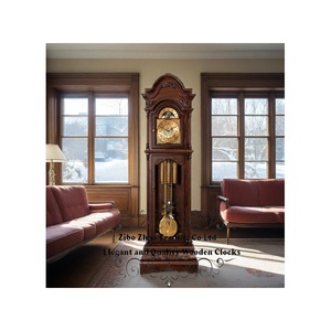 Orologio da Terra in Legno con Movimento Importato - Orologio <span class=keywords><strong>a</strong></span> <span class=keywords><strong>Pendolo</strong></span> Classico di Alta Qualità con Fasi Lunari per Arredamento e Misurazione del Tempo - Product Image 2