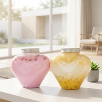 Bouteille de boisson en plastique PET en forme de cœur de 500 ml avec bouchon en aluminium pour thé au lait et boissons gazeuses – Offre Spéciale