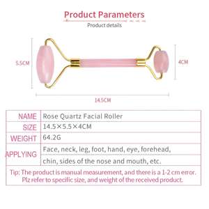 Masseur Facial Super <span class=keywords><strong>Pas</strong></span> <span class=keywords><strong>Cher</strong></span> Quartz Rose Gua Sha Set Rouleau de Jade Rose pour Outil de <span class=keywords><strong>Massage</strong></span> Rouleau de Cou Personnalisable - Product Image 2