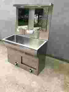 Hochey Medical WB-H2 Modelo Más Vendido <span class=keywords><strong>de</strong></span> Lavabo Doble <span class=keywords><strong>de</strong></span> Acero Inoxidable para Uso Médico con Diseño <span class=keywords><strong>de</strong></span> Respaldo Alto - Product Image 5