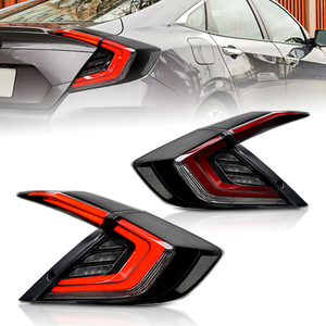 AURON LED Rear Back Light Tail Lamp <b>ABS</b> Red Retrofit Upgrade Daytime Running Light 12V for Honda Civic 2016-2021 Light - Product Image 1