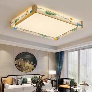 All-Copper Rectangular Chinese Style <b>Ceiling</b> <b>Light</b> Luxury Grand Enamel Zen Style for Living Dining Bedroom New Style - Product Image 1