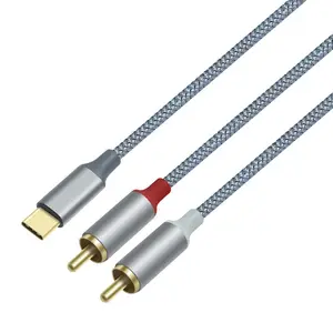 HIFI USB C/Type-C Male to 2 Male RCA Y Splitter Audio Stereo Cable for Mobile Phone to Speaker Amplifier