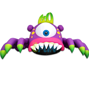 Monstre <span class=keywords><strong>gonflable</strong></span> violet à un œil pour Halloween, décoration de toit, avec éclairage LED, en tissu Oxford, monstre <span class=keywords><strong>gonflable</strong></span> grimpeur de bâtiment - Product Image 1