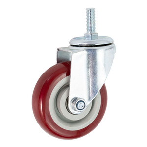 Mittelschwere verzinkte Polyurethan-Lenk rolle Doppellager-Lenk rolle mit Gewindes pindel - Product Image 2