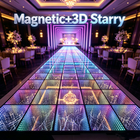 Éclairage de scène en verre trempé, miroir magnétique 3D, éclairage de piste de danse LED doré, étoile filante féerique