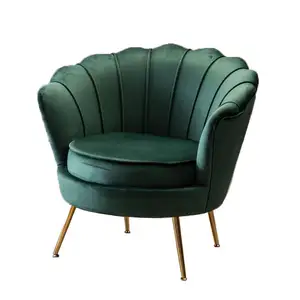 İskandinav lüks ev mobilyası kumaş yeşil kadife altın şezlong sandalye boş yemek sandalyeleri