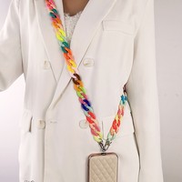 Cordon long anti-perte pour téléphone portable, à porter en bandoulière ou au poignet, en PVC, avec attache pour étui de téléphone portable