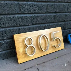 Placa base de madera personalizada, número de casa, dirección del hogar, número de casa, vertical, rectangular, digital