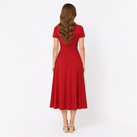 Robe décontractée pour femme, col montant, manches courtes, longueur midi, en rayonne 200 GSM, coupe trapèze, respirante, évasée, pour l'été, avec logo personnalisé, OEM