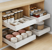 Organizador de Gabinete Extraíble de Metal Moderno con Riel Deslizante, Cesta de Almacenamiento Multifuncional para Fregadero y Cajones de Cocina