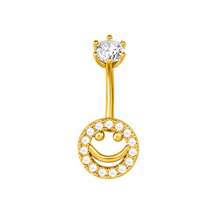 <span class=keywords><strong>Piercing</strong></span> de nombril tendance en cuivre Cygne stylé, motif visage souriant incrusté de zircon, vente en gros - Product Image 2