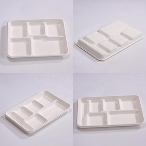 Mía dùng một lần ăn trưa khay 6 ngăn phân hủy sinh học bã mía khay thức ăn cho nhà hàng trường quán cà phê - Product Image 3