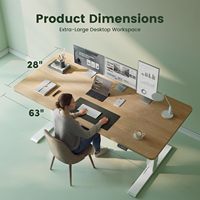 Bureau électrique moderne en acier réglable en hauteur 63,0 x 27,6 pouces pour bureau à domicile, ordinateur, position assise-debout, préréglages mémoire, ergonomique