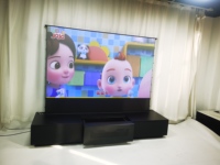 Écran de projection électrique HD CBSP de 100 pouces avec montage au sol Armoire intégrée Home Cinéma Laser Écran de projection à focale ultra courte