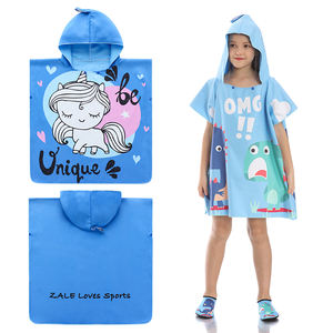 เสื้อคลุมมีฮู้ดสำหรับเด็กลายยูนิคอร์นผ้าขนหนูชายหาดที่เด็กชื่นชอบผ้าขนหนูมีฮู้ดเสื้อปอนโชสีน้ำเงินและชมพูต้านเชื้อแบคทีเรีย - Product Image 3