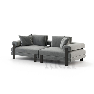 Thấp Cánh Tay Ghế Thoải Mái Bọc Màu Xám Ghế Trường Kỷ <span class=keywords><strong>Couch</strong></span> Cho Bán Đồ Nội Thất Phòng Khách Hiện Đại Sofa Ý Nhung Sofa Màu Xám - Product Image 2