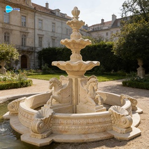 Nuovo Design <span class=keywords><strong>Fontana</strong></span> d'Acqua per Cavalli in Marmo Bianco Naturale su Misura per Cortile - Product Image 3