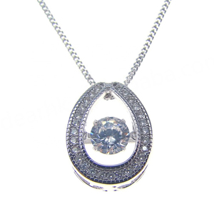 Colgante de Plata de Ley 925 con Hermoso Diamante Danzante, Gran Venta 2020 - Product Image 1