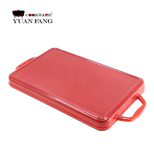 Outdoor 42CM Grill Plate Cookware <strong>Extra</strong> <strong>Large</strong> Double Burner Cast Iron Enameled BBQ Grill <strong>Pan</strong> <strong>Griddle</strong> Plate