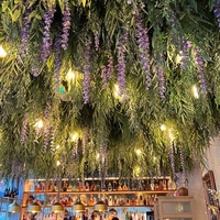 Suspension Saule Hôtel Restaurant Hall Toit Vert Faux Feuille Herbe Panneau Mural Verdure Artificielle Plafond Suspendus Feuilles Plante