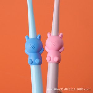 Children's Toothbrush Cartoon Bear Soft Bristle For Kids Travel Use Blue Pink Yellow - Product Image 1