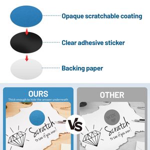 Vòng tròn màu xanh tự dính nhãn <span class=keywords><strong>Scratch</strong></span> Off thẻ Stickers cho Diy <span class=keywords><strong>Scratch</strong></span> Off thẻ phần thưởng - Product Image 4