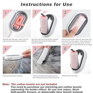 Serviette humide sans rinçage, Peigne nettoyant à l'essence sans rinçage, Peigne de beauté trois-en-un, Peigne pour animaux de compagnie, Produits de beauté et de toilettage pour chiens et chats - Product Image 5