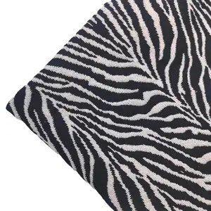 Kain kanvas jacquard cetak zebra katun campuran poli 300gsm berat untuk tekstil rumah, tas dll