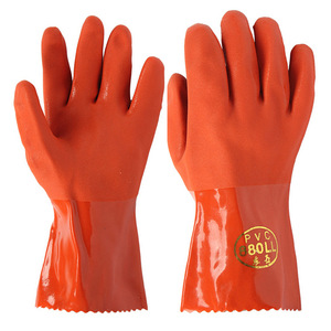 East Asia 880 Dipped <b>Gloves</b> 27cm Orange Waterproof Oil Resistant Anti Chemical Work <b>Gloves</b> - Product Image 2