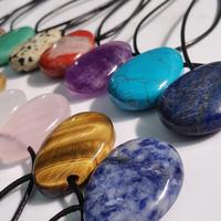 Pendentif en cristal naturel en forme de goutte d'eau avec trou latéral de 2 mm, pierre brute, cordon en cuir ciré, accessoires de bijoux