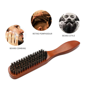 Brosse à barbe en poils <span class=keywords><strong>de</strong></span> sanglier à long manche en bois pour le soin du visage et le massage - Product Image 4