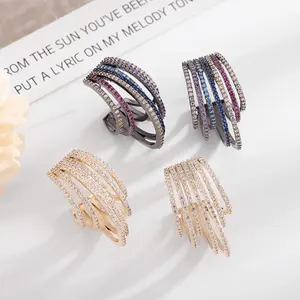 new unique women dress chunky zircon beads paved ear cuff clip on earring organiser non pierced wrap earrings jewelry for women