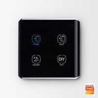 Interrupteur intelligent Tuya Smart Life sans fil en verre trempé incurvé 4 boutons, compatible UK/EU, contrôle vocal Zigbee Alexa