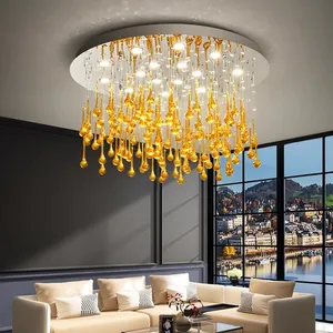 Hotel Decorative Energy Saving Modern Luxury Cristal Hanging Clear Crystal Chandelier Light Metal Lamp For Living Room