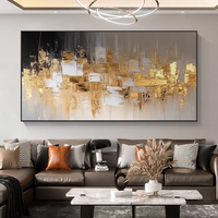 Peinture Murale Abstraite 3D Dorée en Gros, Texture Épaisse, Art Mural Moderne de Luxe 100% Fait Main, Décoration Murale Abstraite