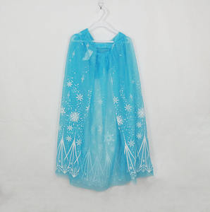 Girls Princess <strong>Hoodie</strong> Capes Summer Design Tulle Elsa Cosplay Capes Snowflake Ice Printed Cloak - Product Image 1