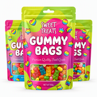 Nouveaux sacs personnalisés pour bonbons, sachets d'emballage refermables en aluminium de qualité alimentaire, pochettes Mylar autoportantes avec fenêtre