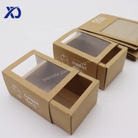 Vente en gros Boîte d'emballage à tiroir coulissant en papier kraft pour bijoux, biscuits, bonbons, collations, boîtes avec fenêtre en plastique