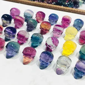 Wholesale natural crystal mini carvings rainbow fluorite mini crystal crafts