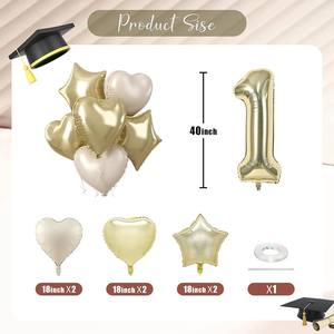 Ensemble de ballons en feuille d'aluminium pour la première fête d'anniversaire, <span class=keywords><strong>couleur</strong></span> crème blanche, 40 pouces, grand, 5 pièces, gonflables à l'hélium, décorations - Product Image 2