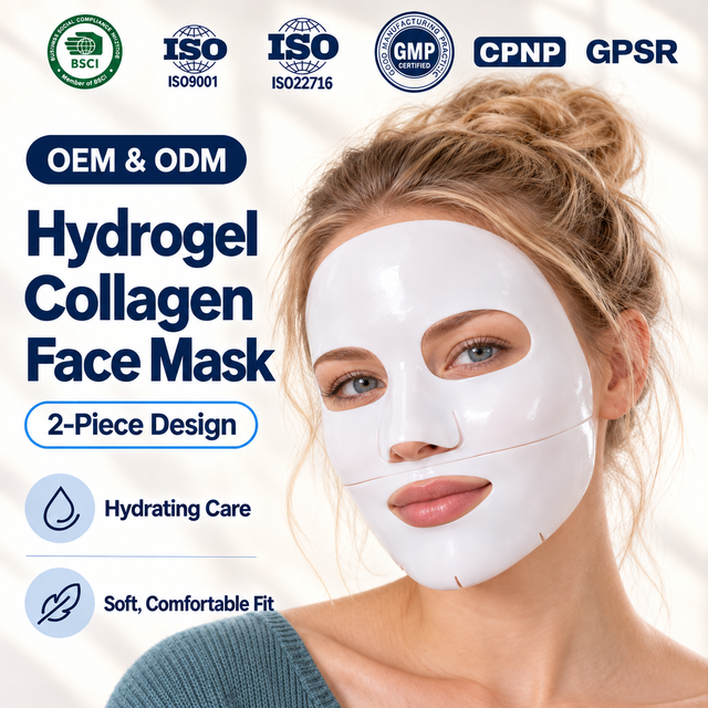 Custom Logo Deep Hydration Soluble Bio Collagen Face Sheet Mask Minimizing Anti Aging Overnight Hydrogel Glow Facial Mask