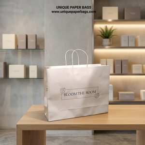 High Quality Luxury White <b>Paper</b> Shopping Bags for Boutique Apparel Floral and Premium Gift Packaging - Product Image 3