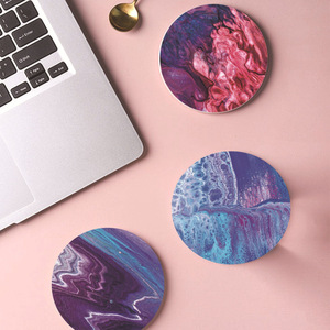 แผ่นรองแก้วเซรามิกรูปทรงกลมสีสันสดใส ดูดซับรังสียูวี ทนทาน เหมาะสำหรับกาแฟและของขวัญส่วนตัว - Product Image 1