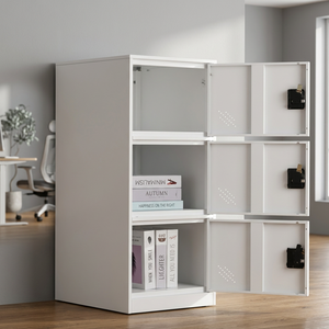 MECOLOR Modern <b>Metal</b> Vertical Single Tier Small Commercial Locker Key Lock-Freestanding 2 3 Compartment Filing <b>Cabinet</b> Storage - Product Image 3