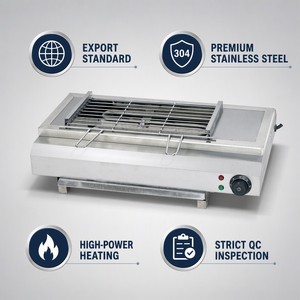 Commercial <b>Electric</b> Smokeless <b>BBQ</b> Grill 3kW Countertop Barbecue Grill for Steak Skewers Sausage and Restaurant Catering Use - Product Image 6