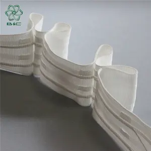European Market Popular Curtain Accessory White Polyester Non-Woven Wave Fold Curtain Tape